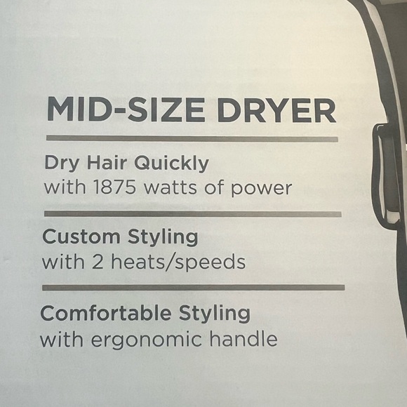 Conair air dryer, black , new , and mid size.new in box never opened - Picture 4 of 4